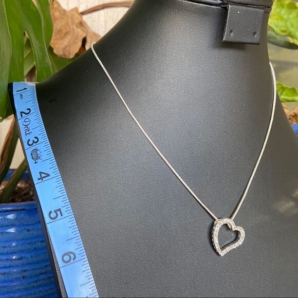 Open Heart Silver Clear Crystals Swarovski Crystals Necklace - Picture 9 of 9